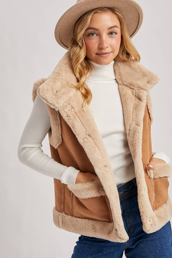 Vegan Suede Vest - Tan