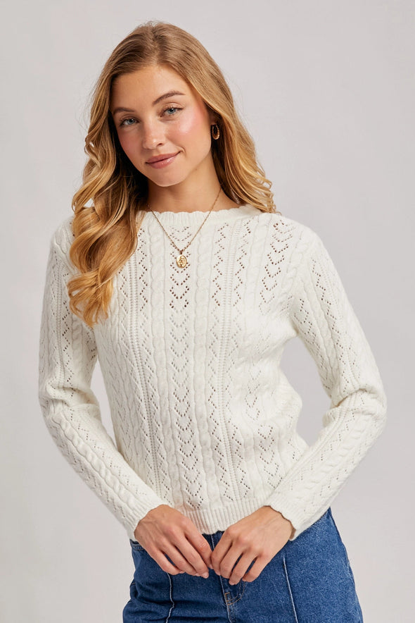 Scallop Edge Sweater - Ivory