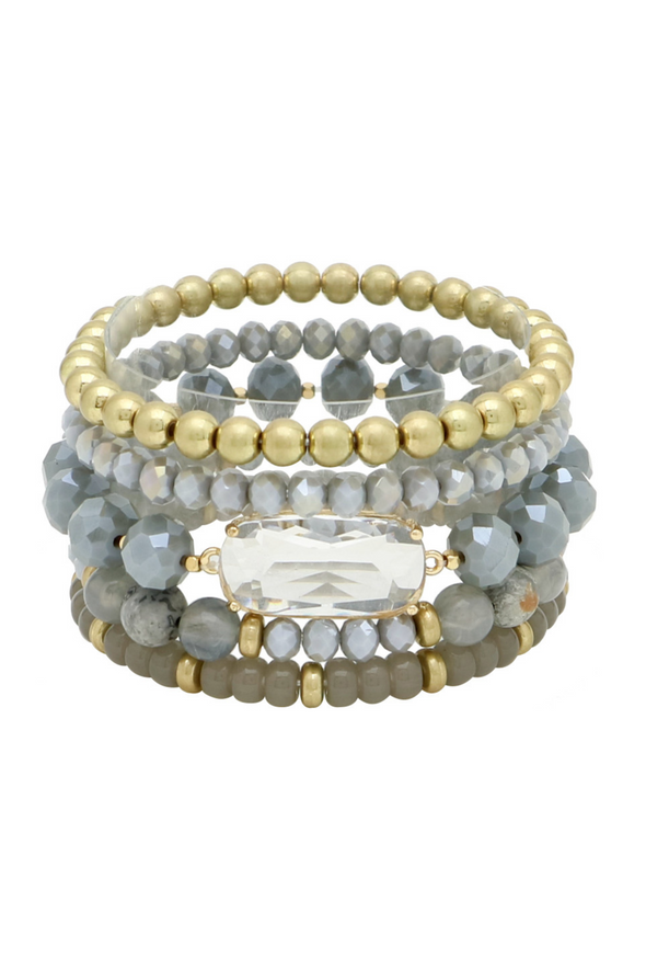 Crystal Beaded Bracelet - Gray